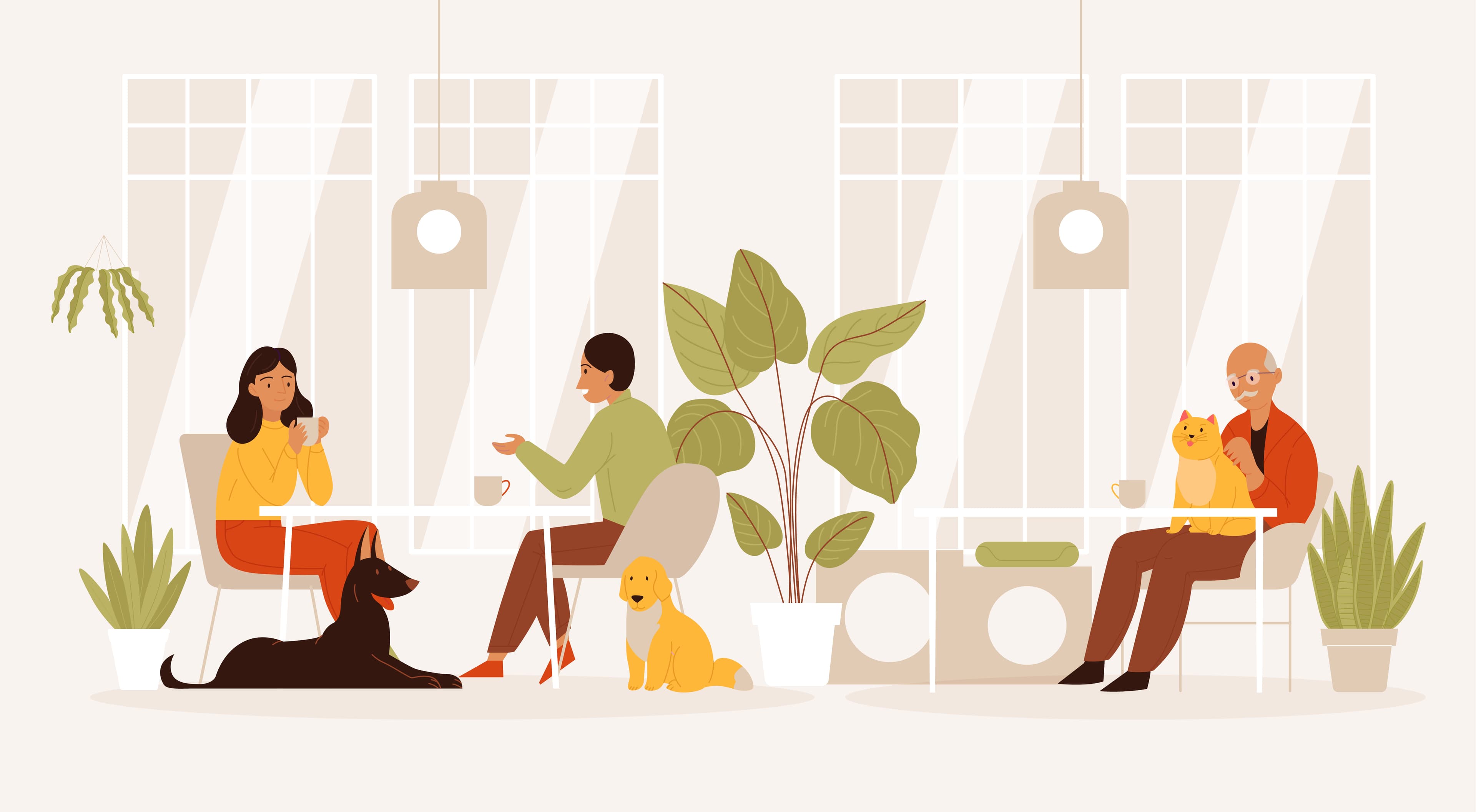 Guests and pets at Root & Bloom